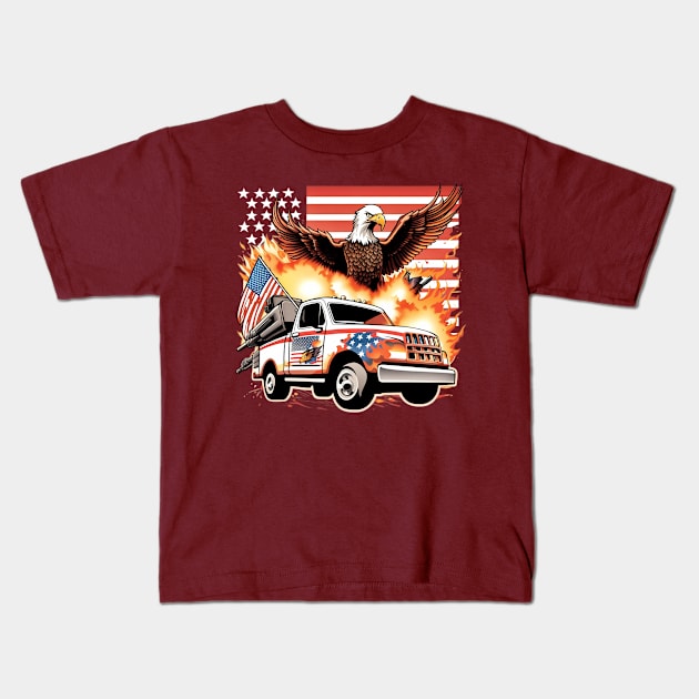 Eagle's Flag Truck Explosion Kids T-Shirt by trubble